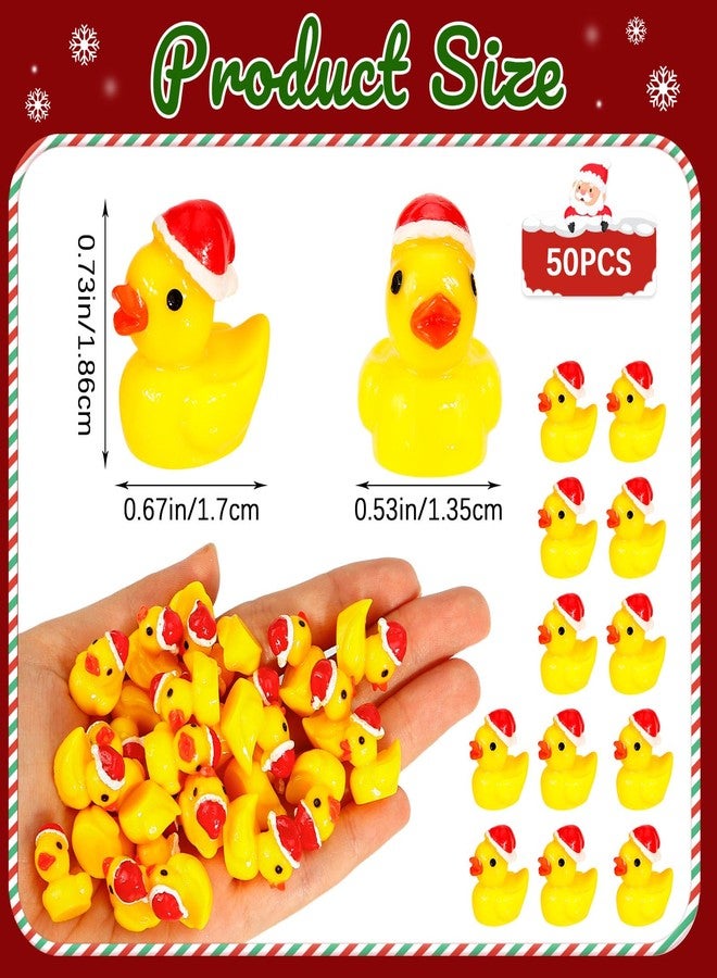 VICROIC 50 PCS Mini Resin Ducks, Tiny Miniature Christmas Duck Figures Ornament Gift for Crafts, Garden, Dollhouse, Home Decorations, Christmas Party Favors - Image 2